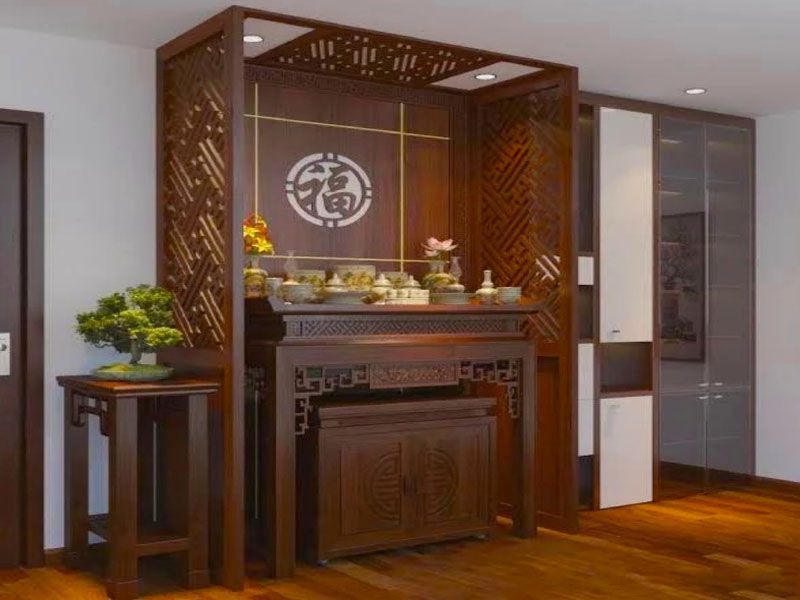 Bàn thờ có thẩm mỹ cao khi đặt trong không gian thờ cúng
