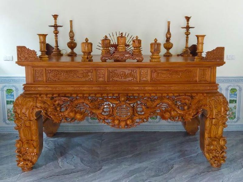Mẫu mã bàn thờ được xưởng thiết kế chuẩn phong thủy