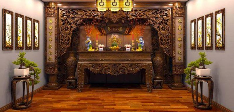 Thi công nội thất phòng thờ tại khu đô thị vân canh 4