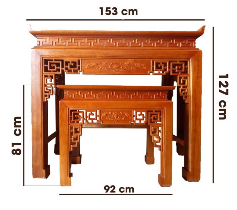 Bàn thờ đứng ở xưởng có kích thước giúp vượng khí sinh tài